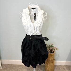 NWT Cute vintage y2k Heart Soul white & black ruffle bubble skirt dress